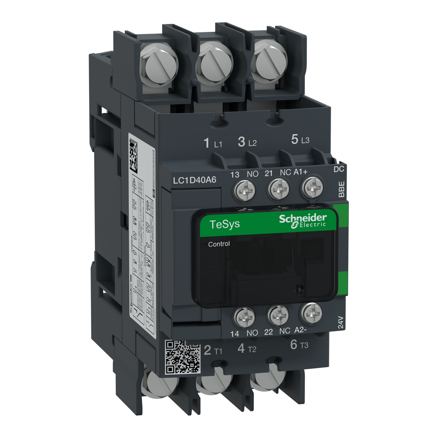 Schneider Electric-LC1D40A6BBE-TeSys D Green - contacteur 3P (3NO) 40A - 24VCC - basse conso - cosses