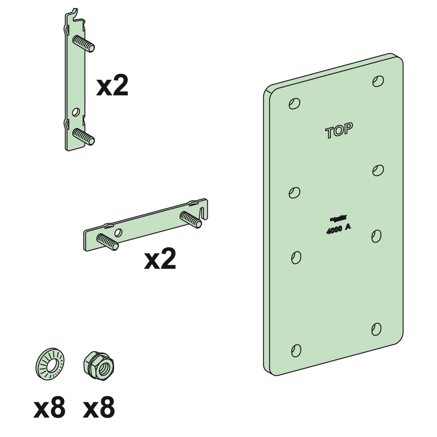 Schneider Electric-LVS04607-Linergy LGYE - Liaison plate entre JdB Vert/Horiz 3200A - avec visserie