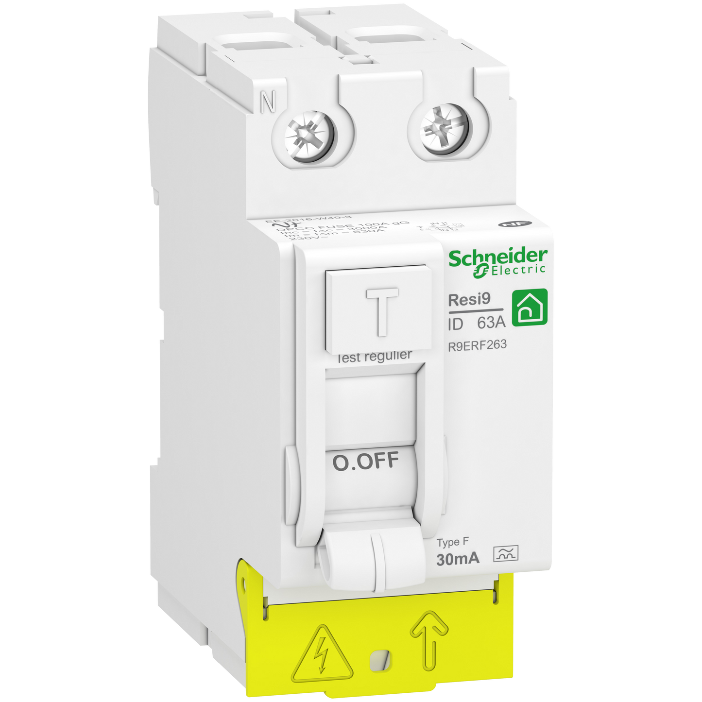 Schneider Electric-R9PRF263-RESI9 - interrupteur différentiel - 2P - -63A - 30mA - Type Fsi - peignable