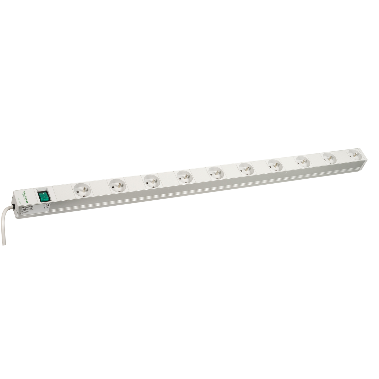Schneider Electric-NSYAPUF10S-Actassi - rail - 1U - 10 prises - interrupteur NF - Blanc