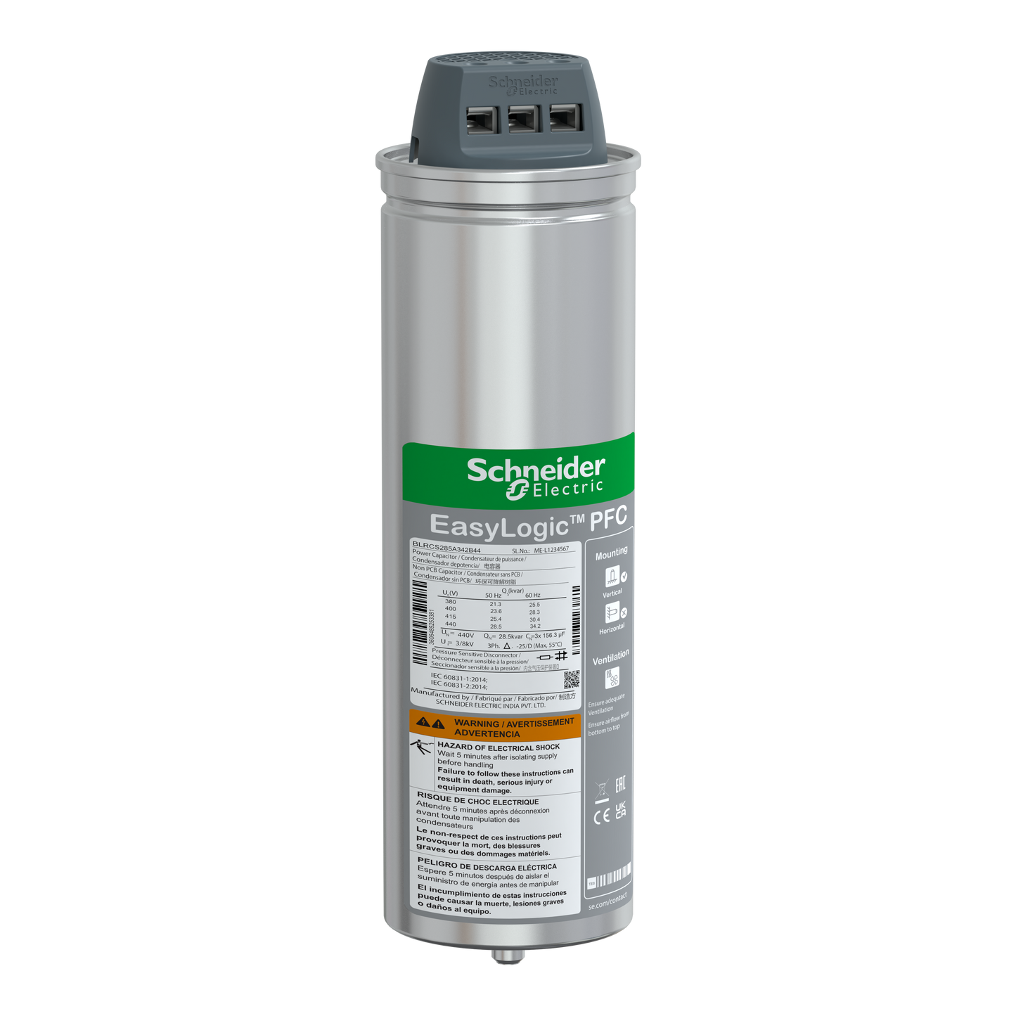 Schneider Electric-BLRCS285A342B44-CONDENSATEUR CAN SDY 28.5 /34.2KVAR 440V