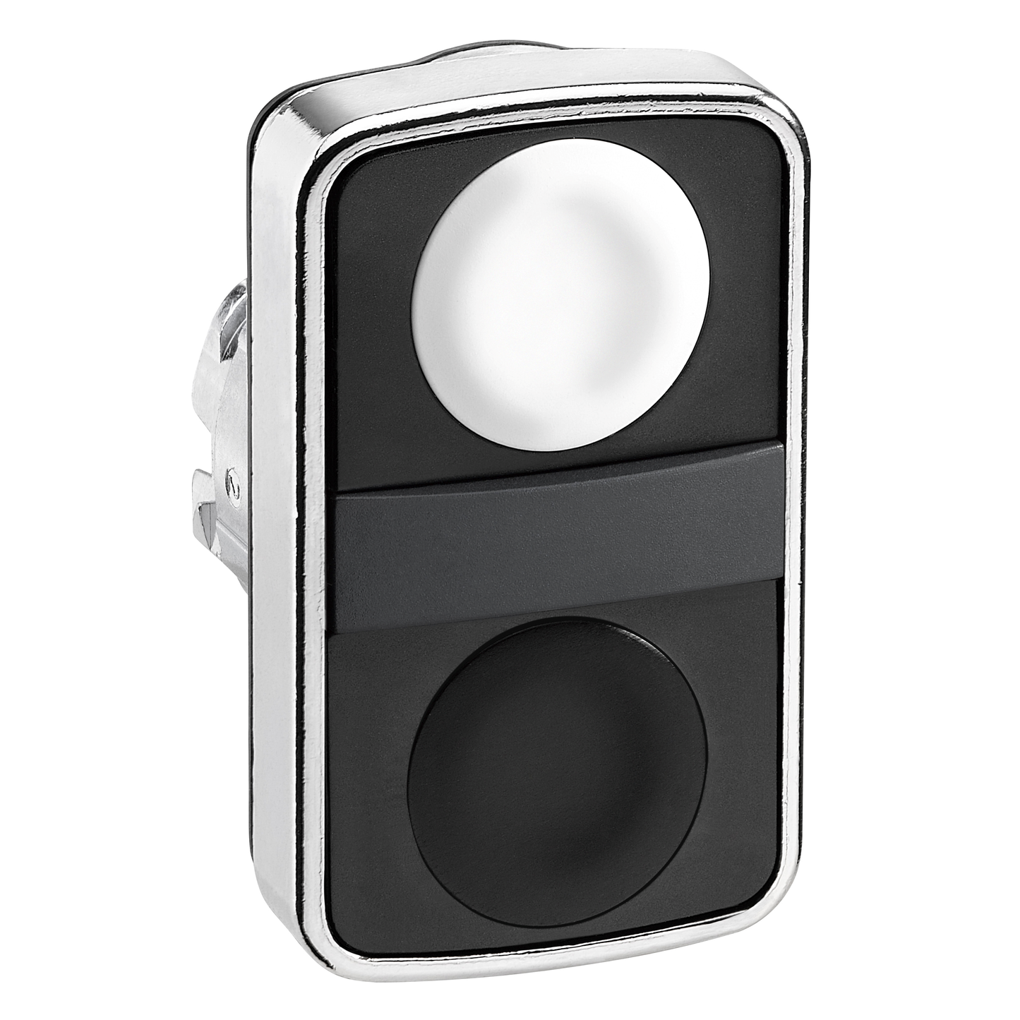 Schneider Electric-ZB4BA7120-Harmony tête bt-pous double touche Ø22 blanc + noir non marqué IP67, IP69