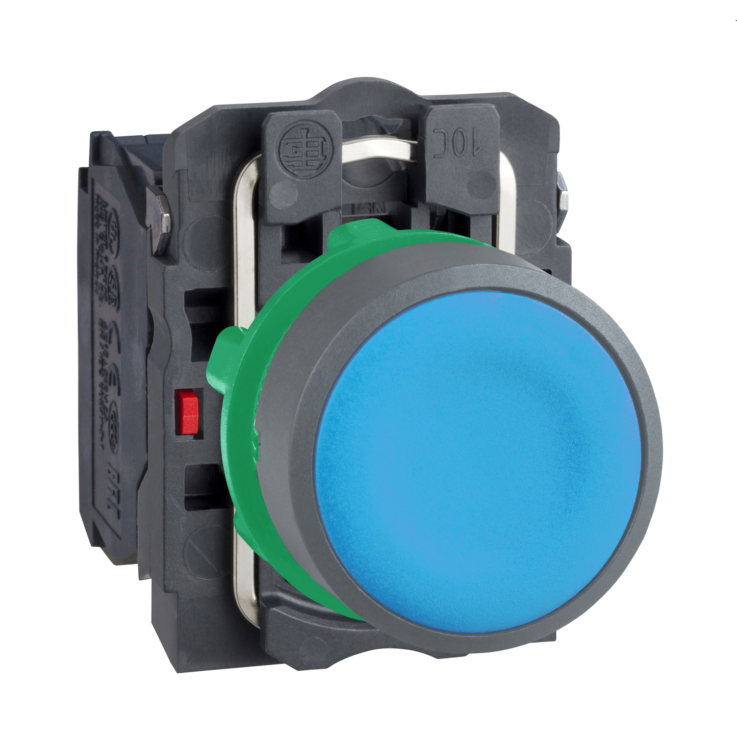 Schneider Electric-XB5AA65C0-Harmony XB5 - bouton poussoir à impulsion - Ø22 - col grise - bleu - 1O+1F - vis