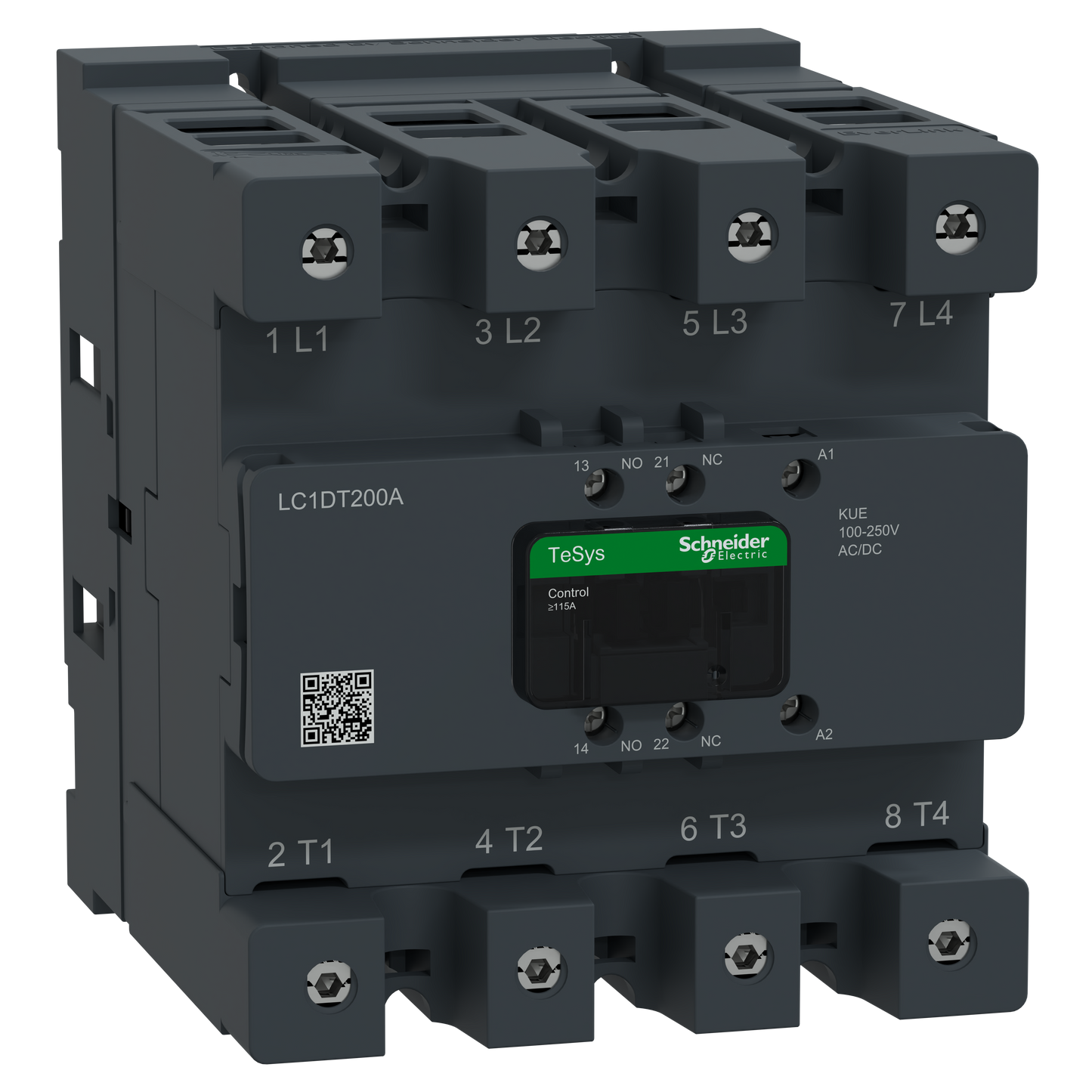 Schneider Electric-LC1DT200AKUE-TeSys Deca Advanced - CTR Deca 200A 4P 100-250V ACDC EvLk
