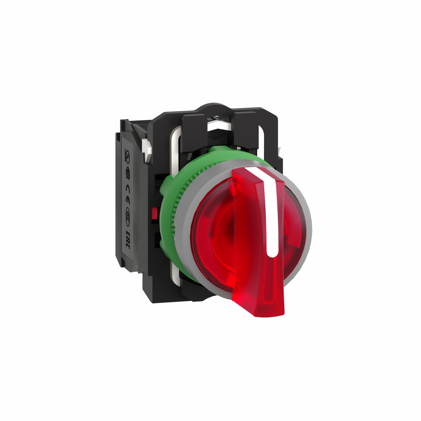 Schneider Electric-XB5AK134B5C0-Harmony XB5 - bouton tourn lum - Ø22 - col grise - 3 posit - rouge - 1O+1F - 24V