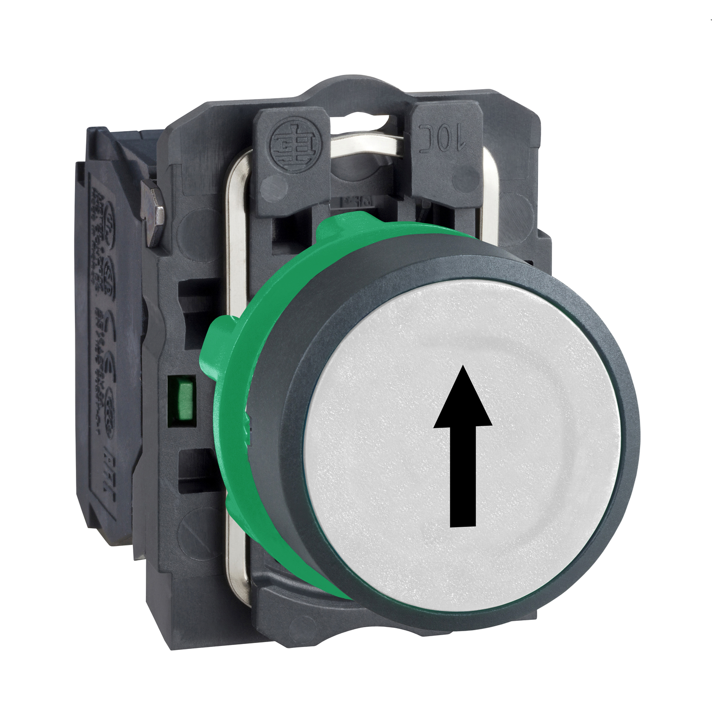 Schneider Electric-XB5AA3341-Harmony XB5 - bouton poussoir impulsion - Ø22 - marqué - blanc - 1F - vis étrier