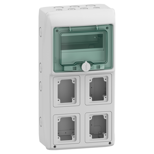 Schneider Electric-13154M-Mureva coffret pour prises IEC 236x460mm 8 Modules x 4 Ouvertures 90x100mm