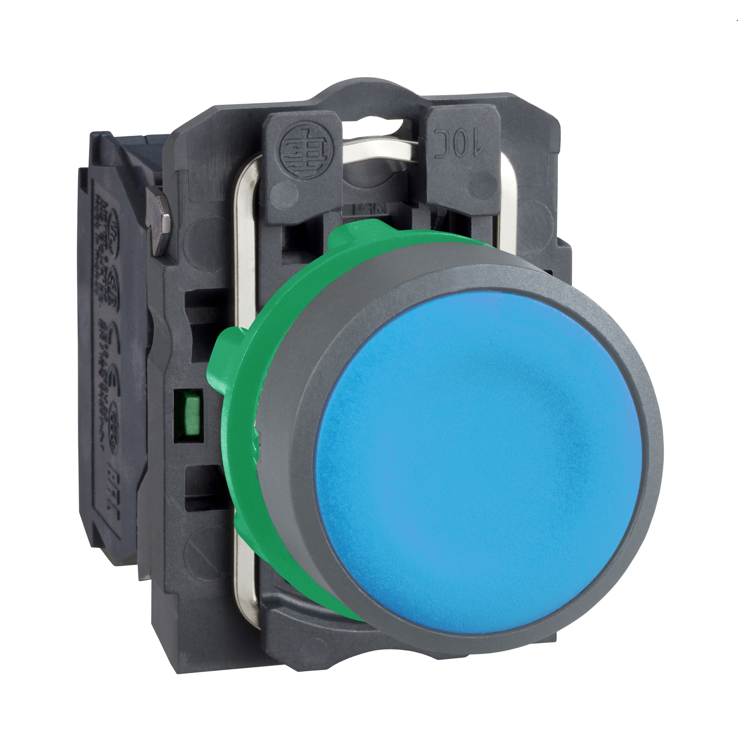 Schneider Electric-XB5AA61C0-Harmony XB5 - bouton poussoir à impulsion - Ø22 - col grise - bleu - 1F - vis