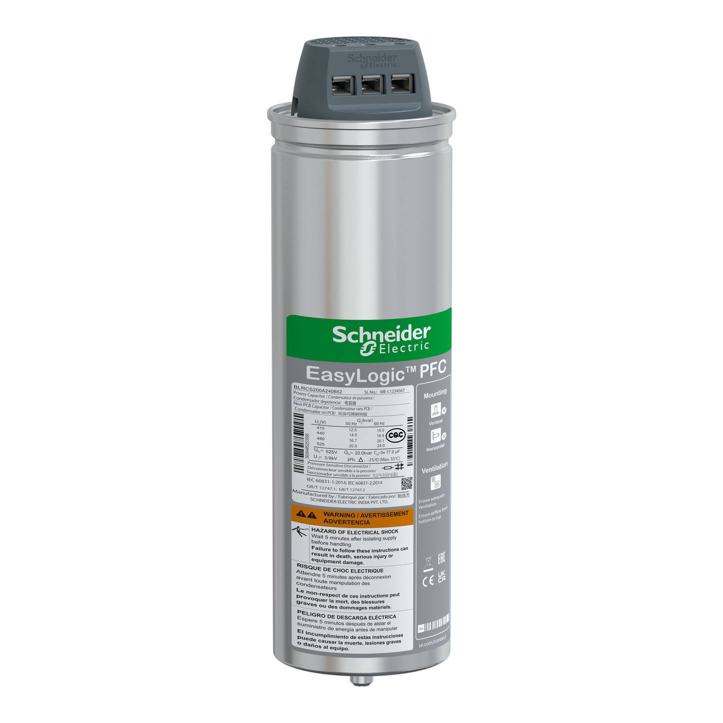 Schneider Electric-BLRCS200A240B52-CONDENSATEUR CAN SDY 20/2 4KVAR 525V