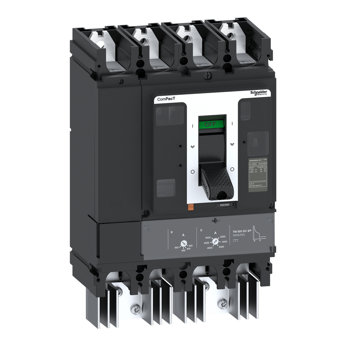 Schneider Electric-C50F4TM400D3-ComPacT NSX500 DC EP - Disjoncteur - TM-DC EP 400A - 4P4D - 50kA - montage fixe