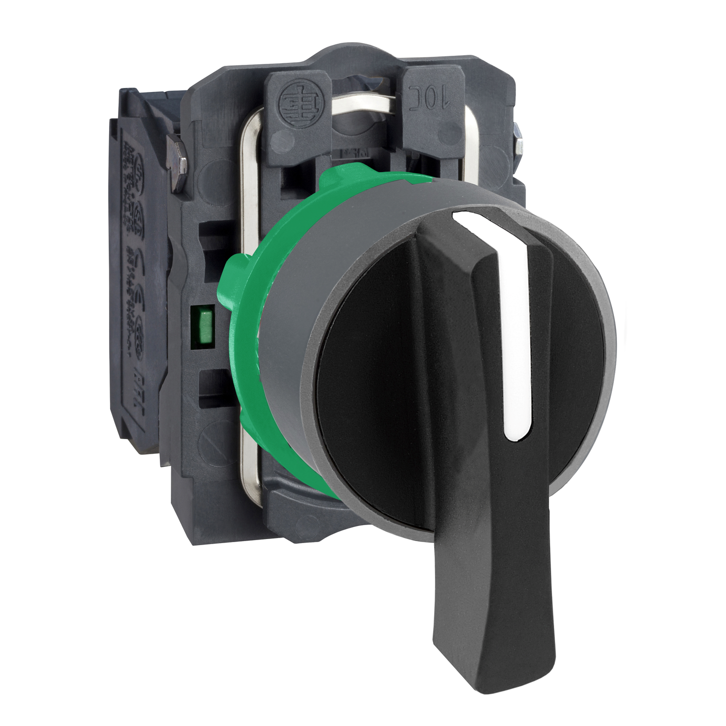 Schneider Electric-XB5AJ53C0-Harmony XB5 - bouton tournant crosse - Ø22 - col grise - 3 pos rap C - noir - 2F