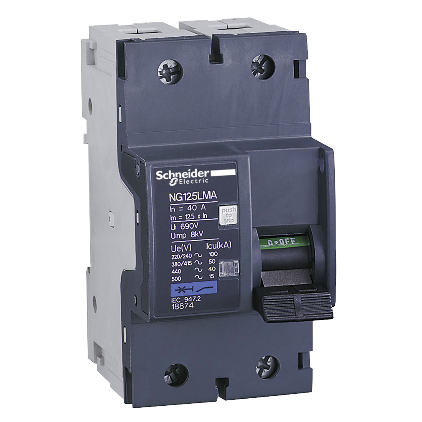 Schneider Electric-18873-Acti9 NG125LMA - Disjoncteur moteur - 25A - 2P 2d - déclencheur mag
