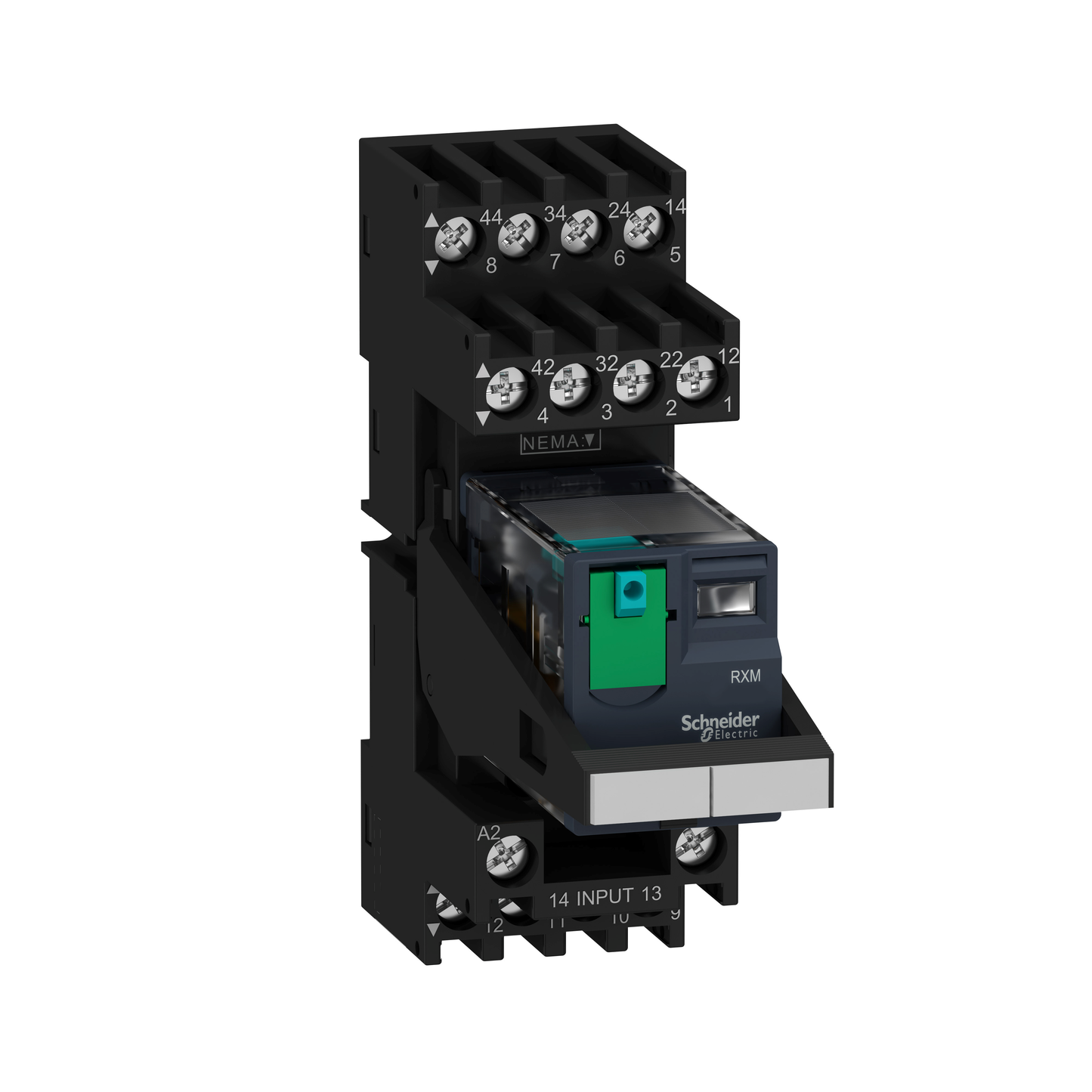 Schneider Electric-RXM2AB2BDPVM-Harmony Relay RXM - relais sur embase cont mixtes - 2OF - 12A - test+DEL - 24VDC