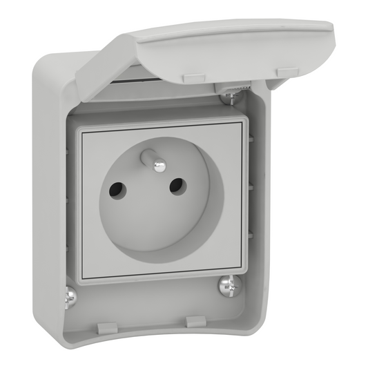 Schneider Electric-81140-Mureva - prise de courant FR 2P+T - 65x85mm - 10/16A 250V - IP65 - gris RAL7035
