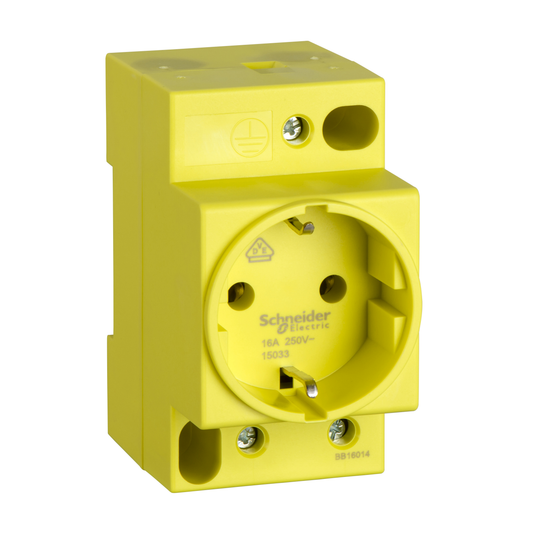 Schneider Electric-15033-Multi9 - Prise rail din schuko jaune 250v 16a 2p t