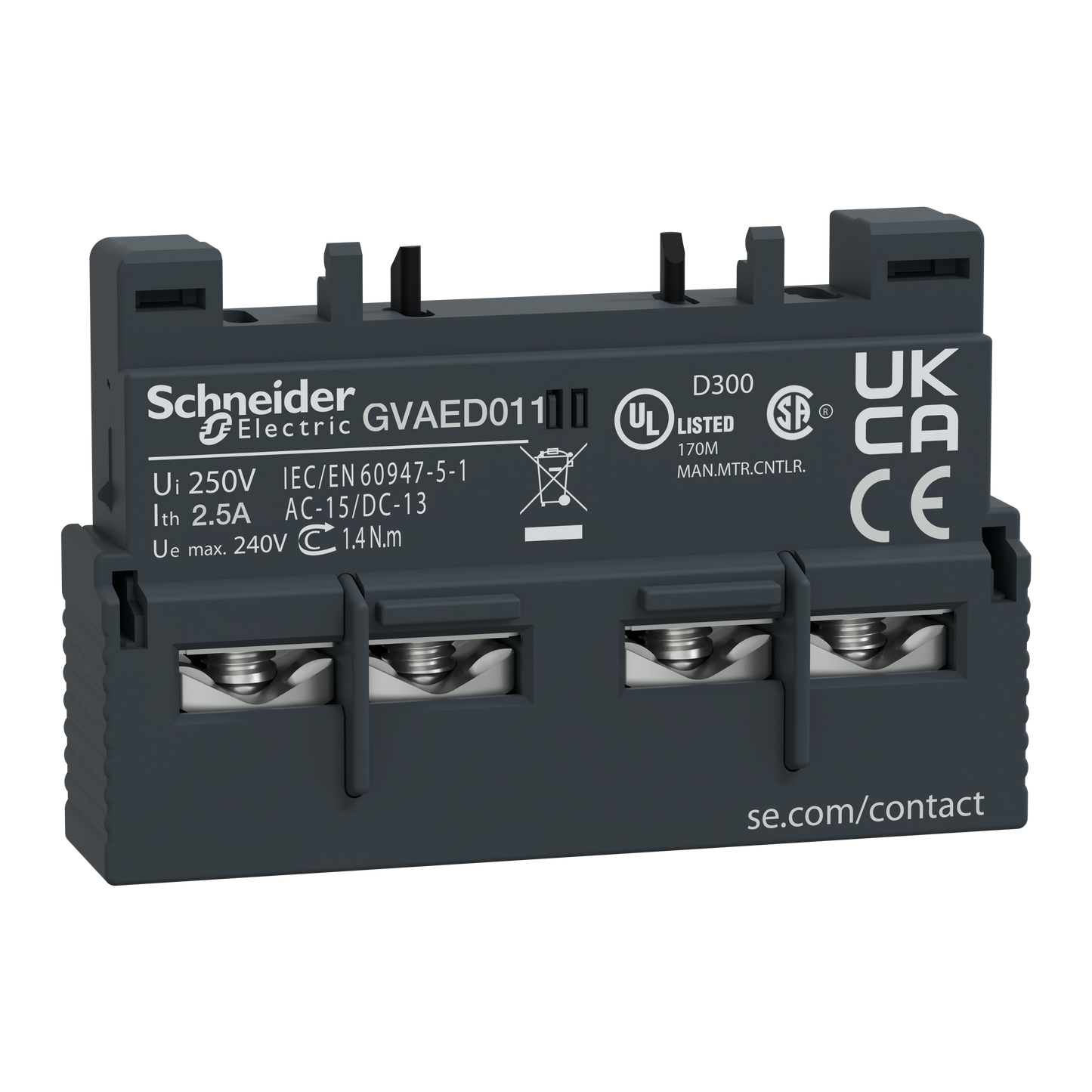 Schneider Electric-GVAED011-TeSys GV - bloc de contact auxiliaire - montage frontal - 1F+1O