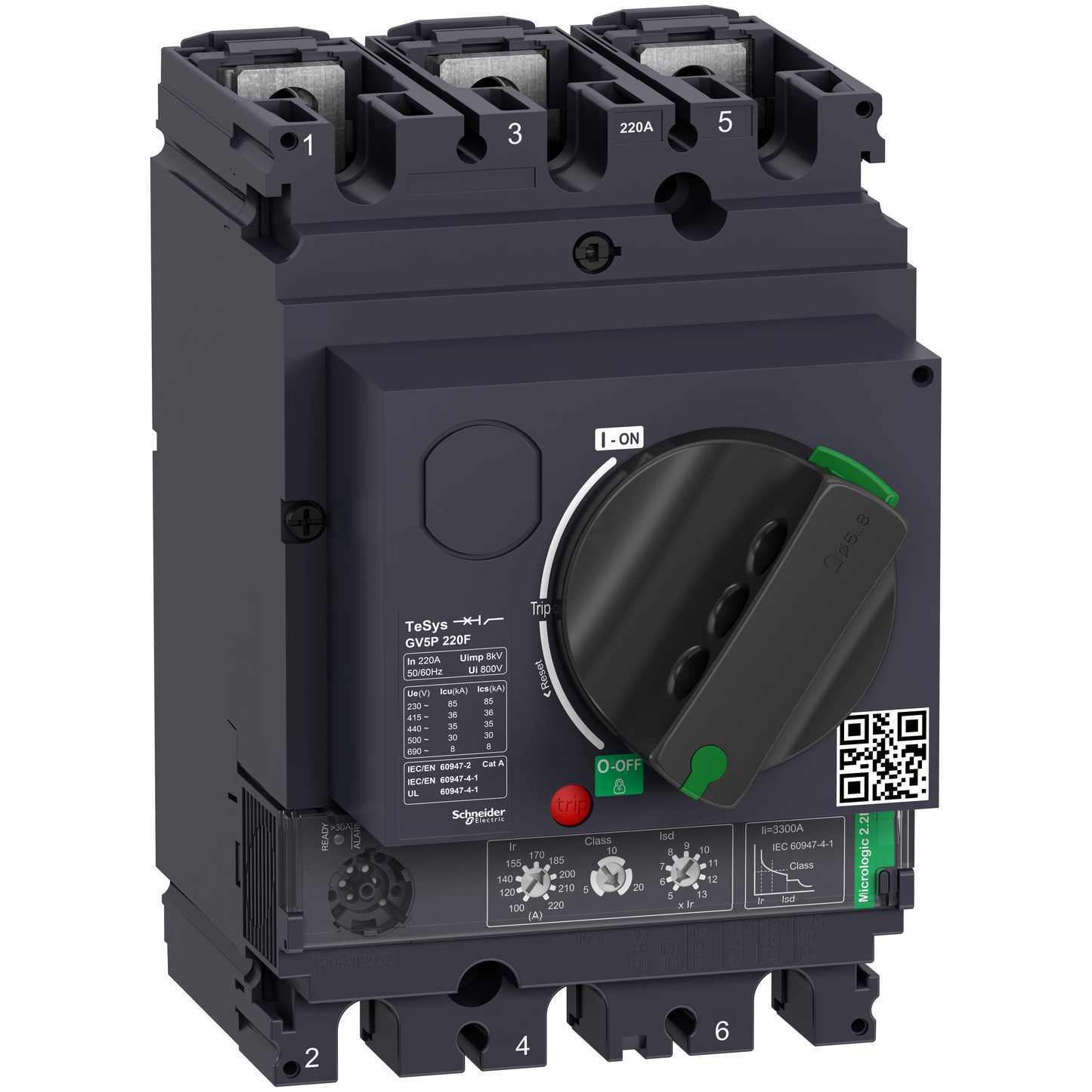 Schneider Electric-GV5P220F-TeSys GV - disjoncteur moteur - 100 à 220A - 36kA - 3P - magnéto-thermique