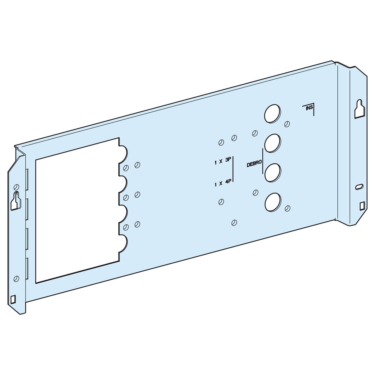 Schneider Electric-LVS03032-PrismaSeT G - Platine NSX250 horiz.-fixe-téléc-débro/socle-L600-RAL9003