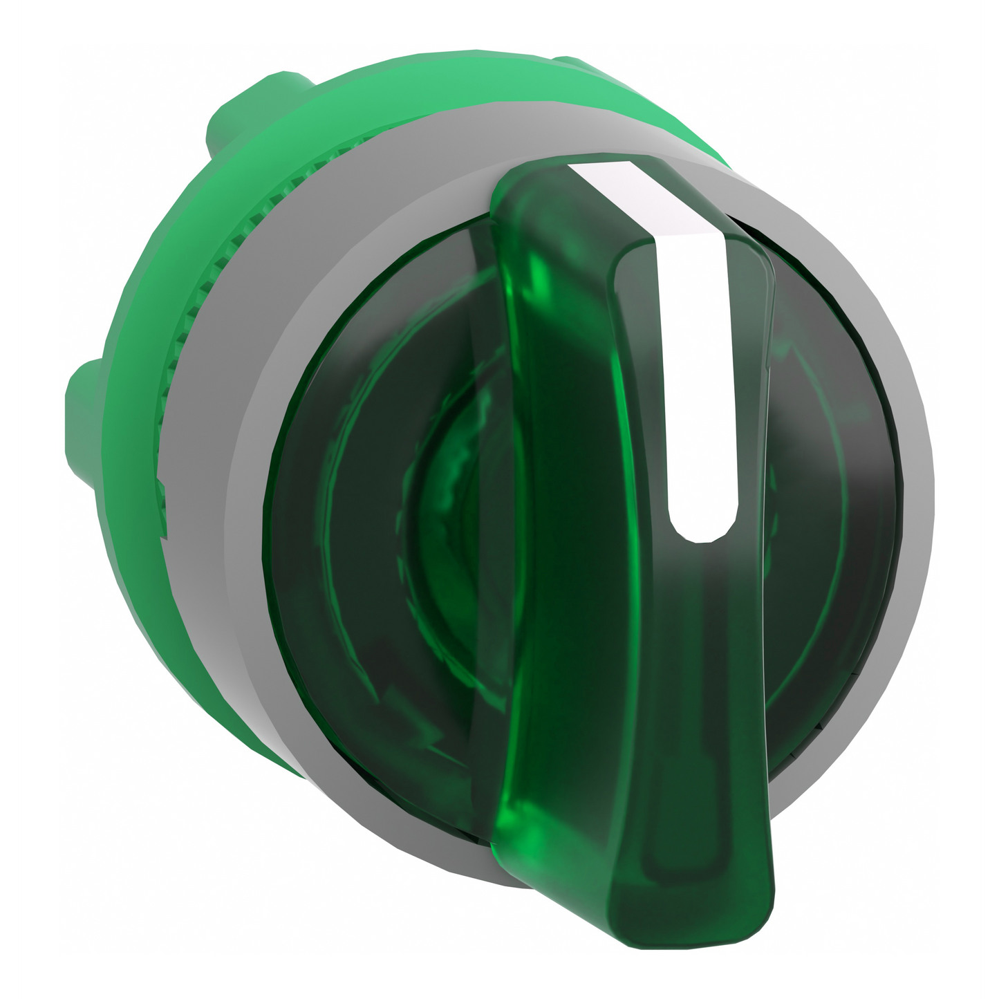 Schneider Electric-ZB5AK1733C0-Harmony XB5 - tête bouton tournant lumin - Ø22 - col grise - 3 pos rap GC - vert