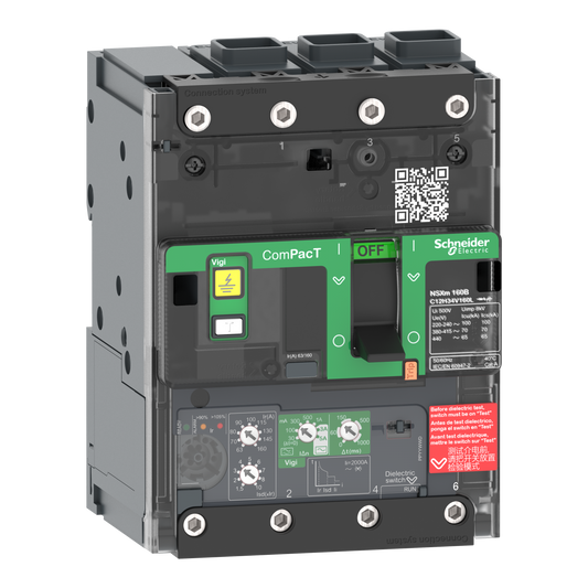 Schneider Electric-C11F34V100L-ComPacT NSXmF - disjoncteur Vigi - MicroLogic 4.1 100A - 3P3D - 36kA - EverLink