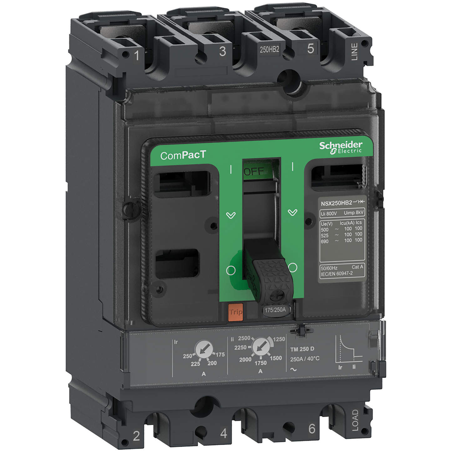 Schneider Electric-C25N3TM200-ComPacT NSX250N - Disjoncteur - TM-D 200A - 3P3D - 50kA - montage fixe