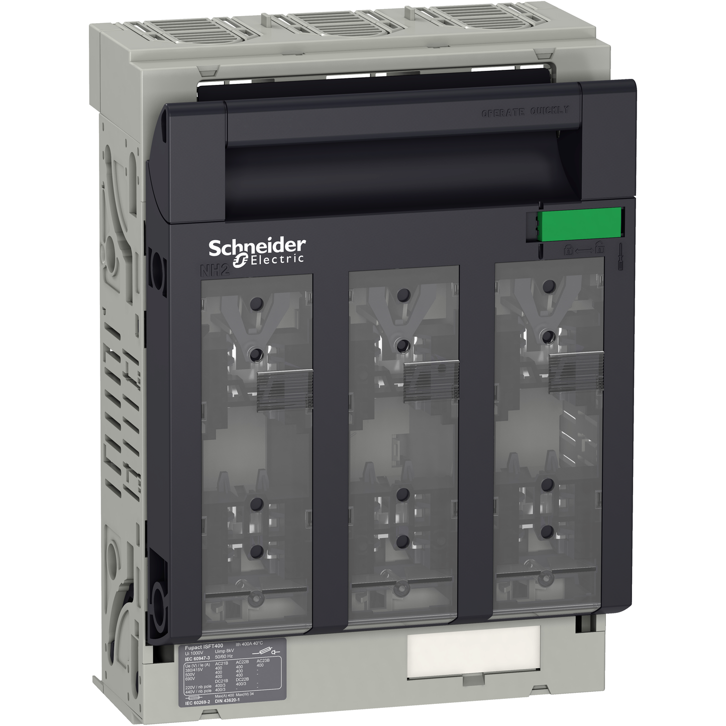 Schneider Electric-LV480807-Fupact ISFT400 - inter sect fusib - 3P - fixe - avec crochet sur jeu barre 60mm