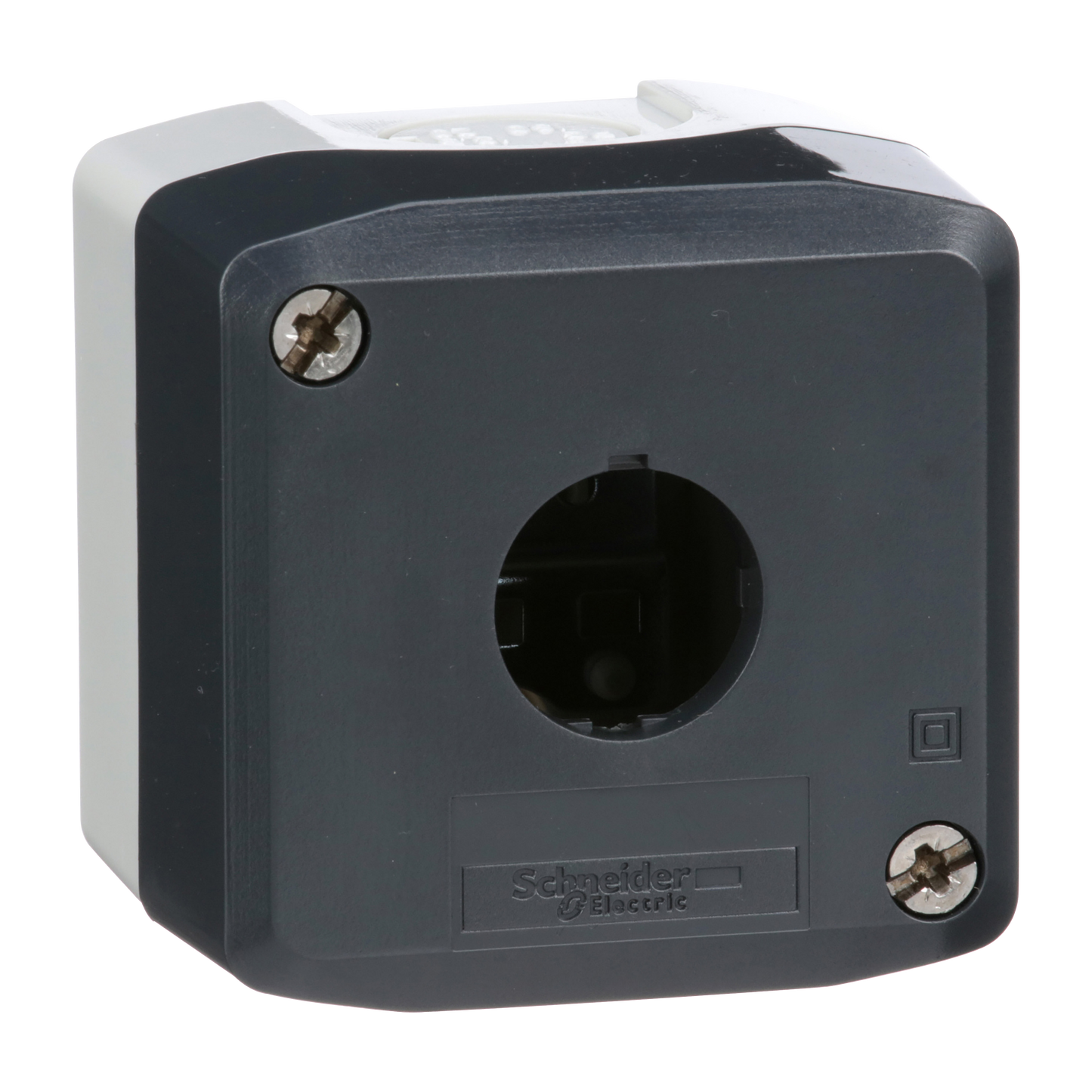 Schneider Electric-XALD01-Harmony XAL - boite 1 trou Ø22 - couvercle gris foncé - fond gris clair
