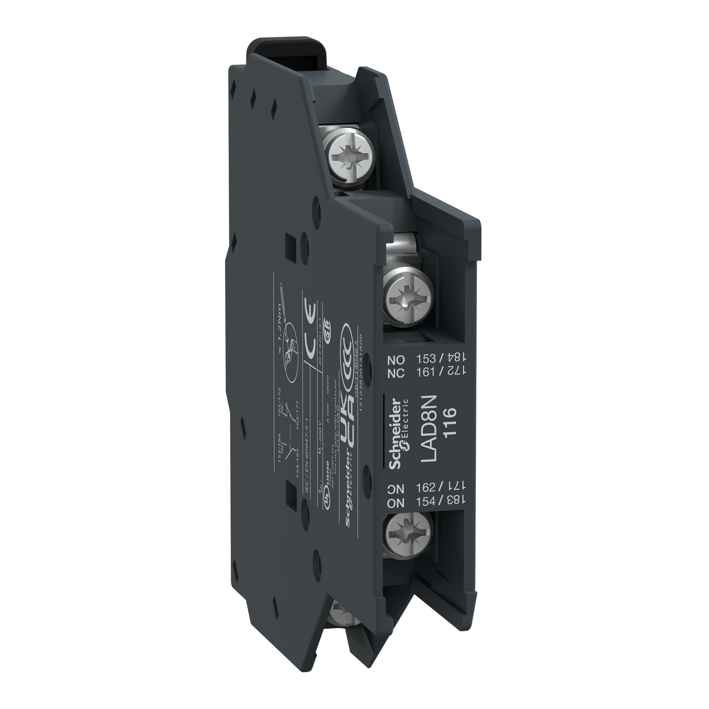 Schneider Electric-LAD8N116-TeSys D - bloc contacts auxiliaires latéraux - 1F+1O - cosses fermées