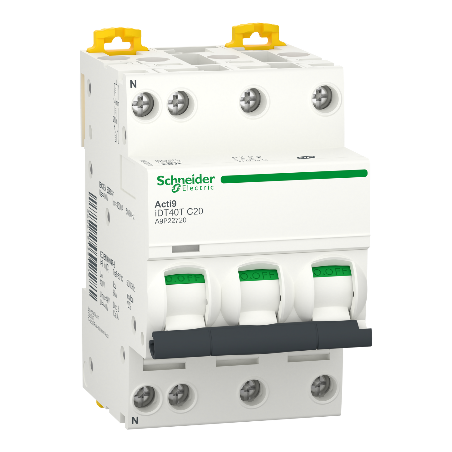 Schneider Electric-A9P22720-iDT40T disj 3PN 20A crb C 6kA