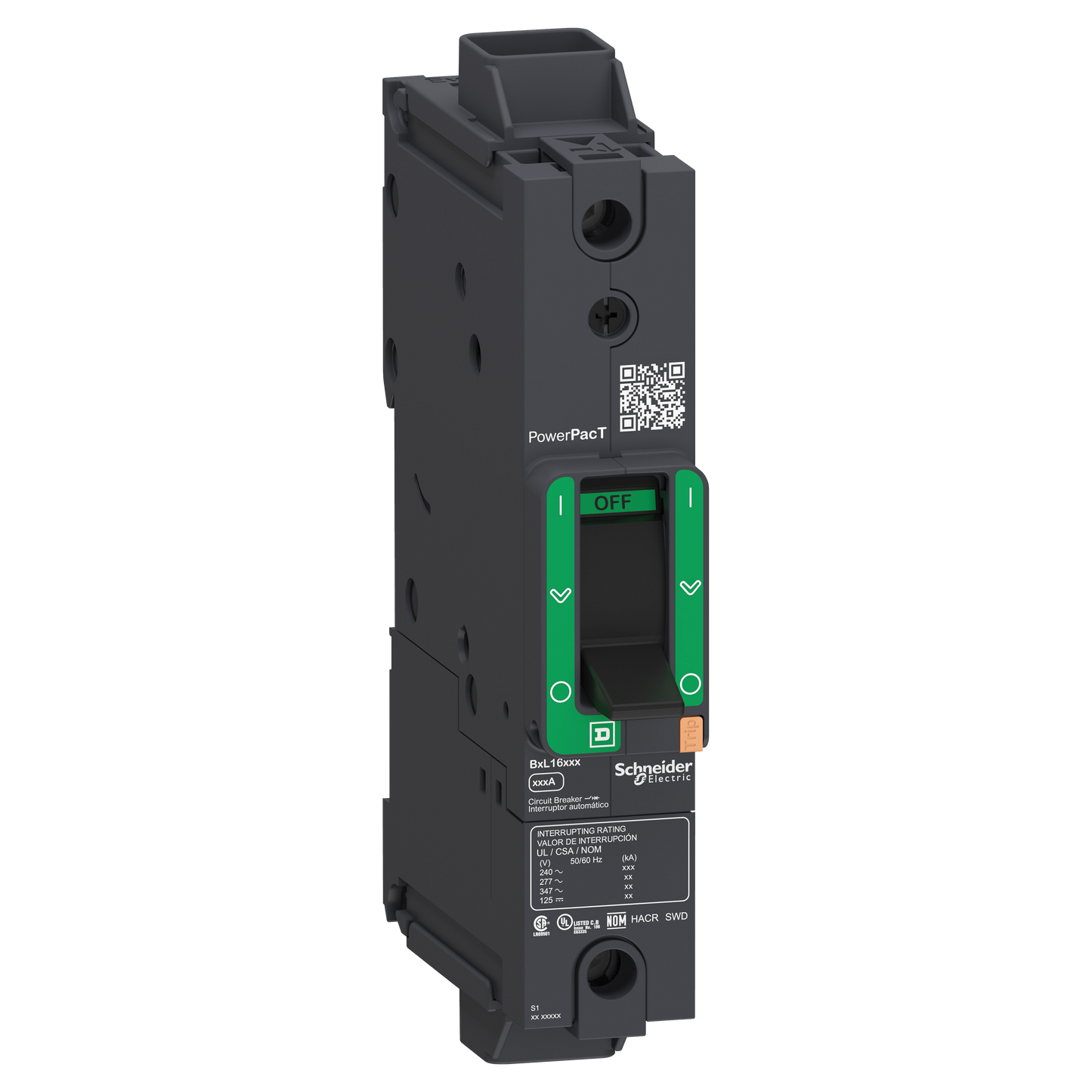 Schneider Electric-BGL16125-PowerPact B - disjoncteur BG - 35kA 347V - TM125D - 1P - Everlink