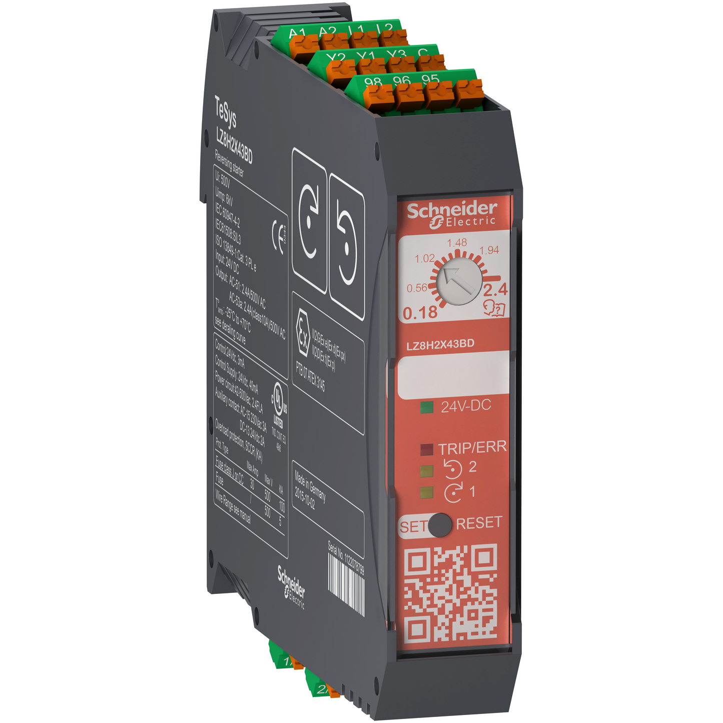 Schneider Electric-LZ8H2X43BD-TeSys H - démarreur hybride - 2 sens - 0,75kW 400V - 24Vcc - ressort - Safety