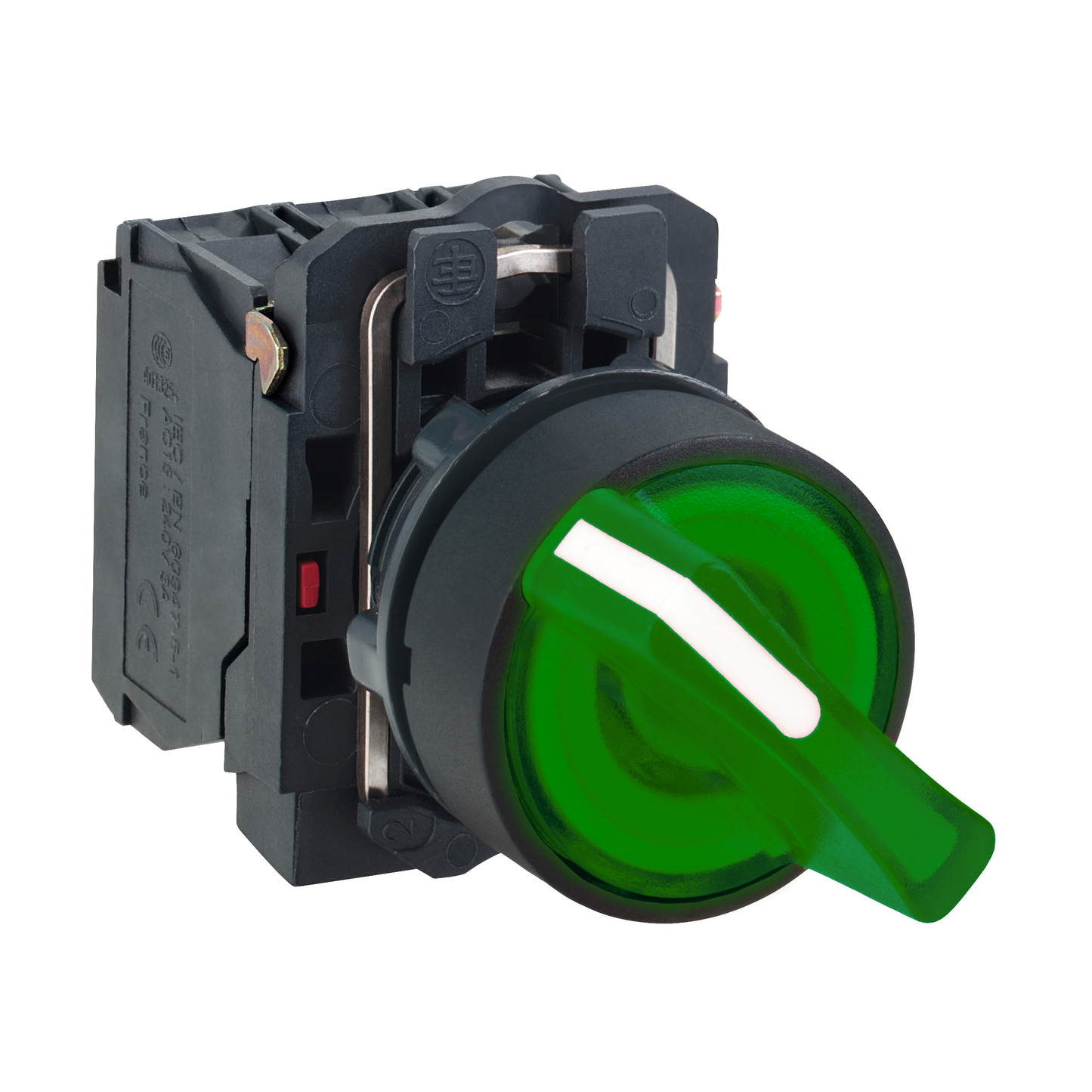 Schneider Electric-XB5AK123M5-Harmony XB5 - bouton à manette lumin - Ø22 - 2 pos fix - vert - 1O+1F - 230V