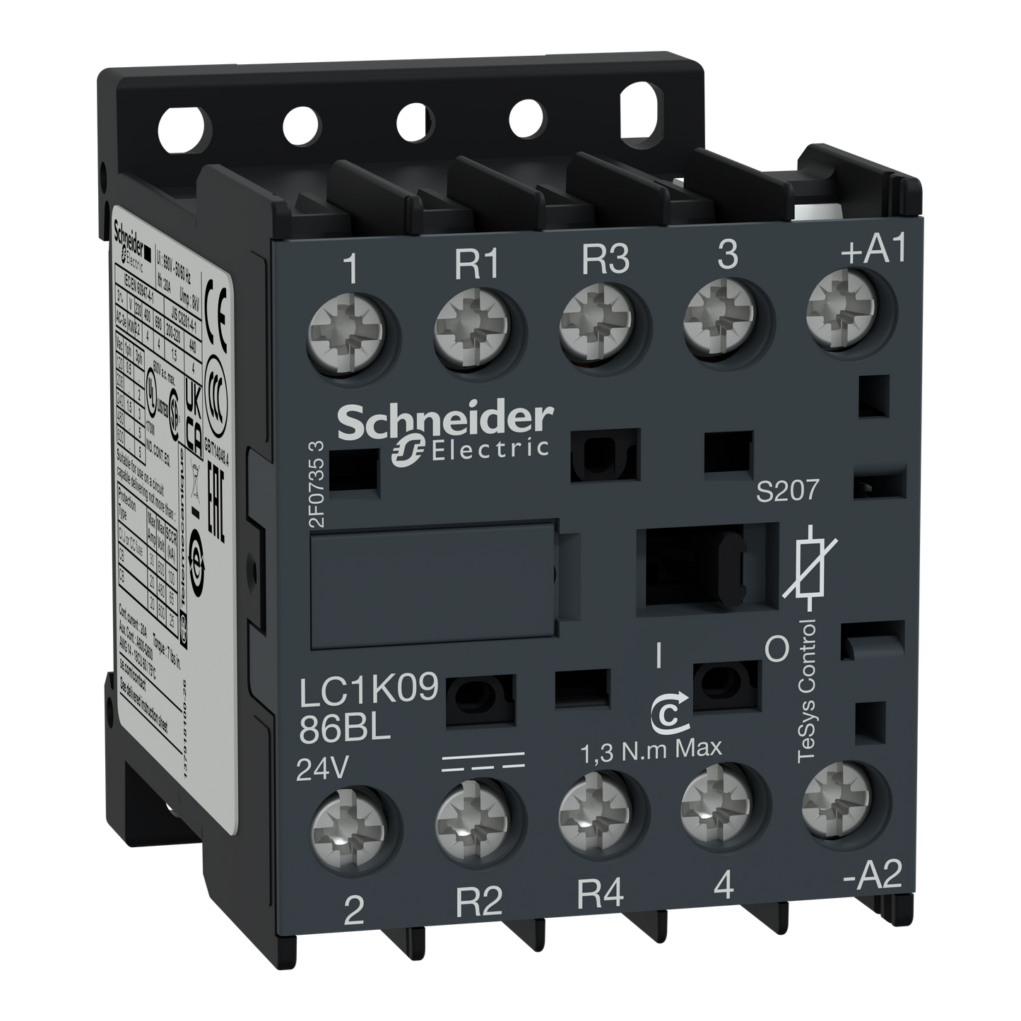 Schneider Electric-LC1K0986BLS207-TeSys K - contacteur - 2P+2R - 20A AC1 - 24 BC - cosses fermées ferroviaire