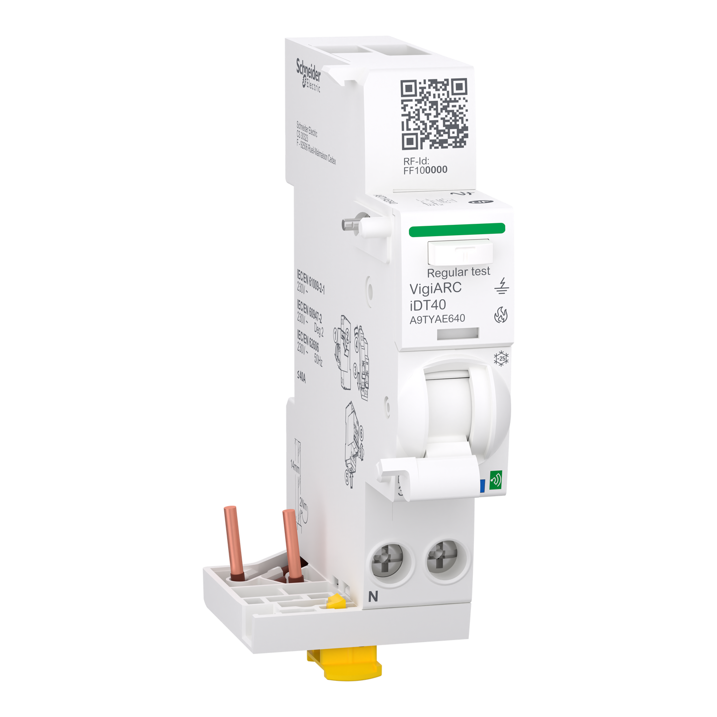 Schneider Electric-A9TYAE640-Acti9 Active  iDT40 module détecteur arc différentiel 30mA ASI connecté 1PN 40A
