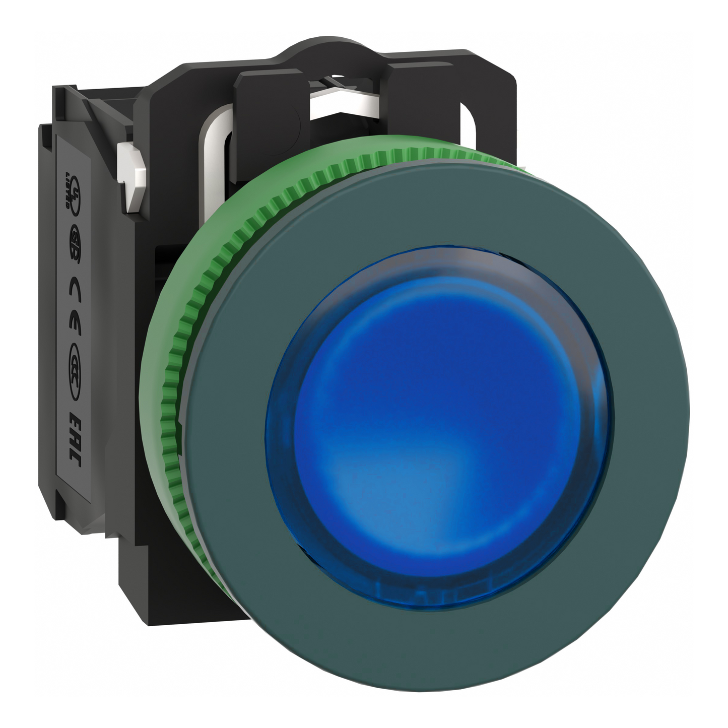 Schneider Electric-XB5FW36B5-Harmony XB5 - BP lumineux DEL - flush - bleu - 1O+1F - 24V - vis étrier