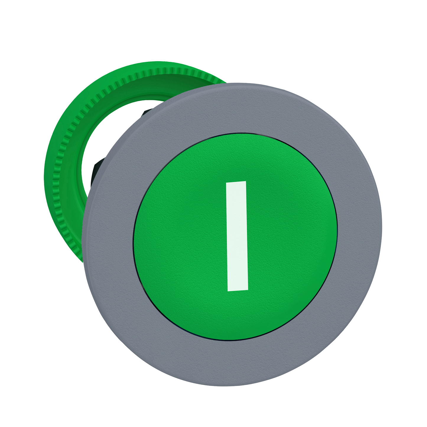 Schneider Electric-ZB5FA331C0-Harmony XB5 - tête de bouton poussoir - Ø22 - col flush grise - marqué - vert