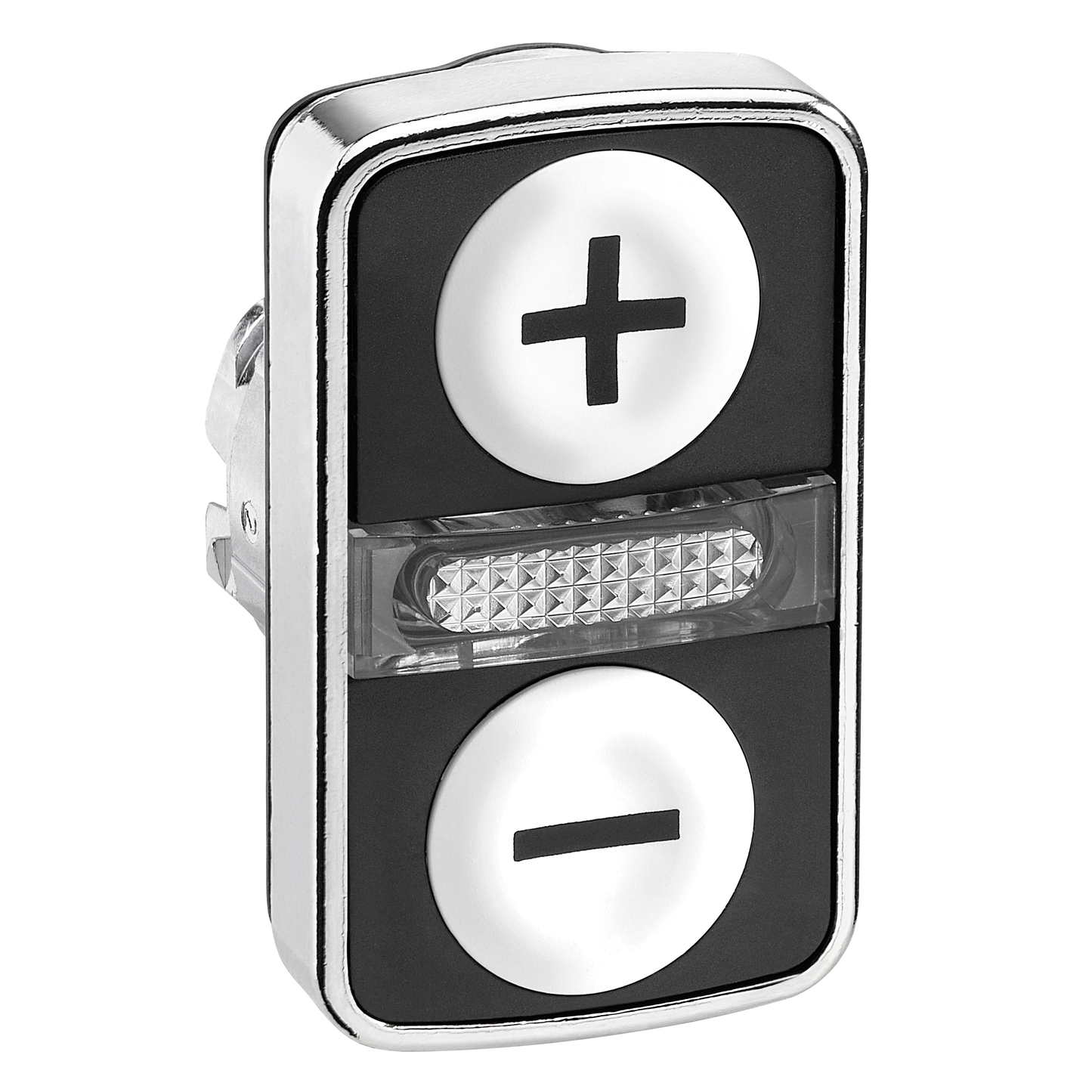Schneider Electric-ZB4BW7A1715-Harmony tête bt-pous double touche Ø22 blanc + blanc - marquage + et - IP66