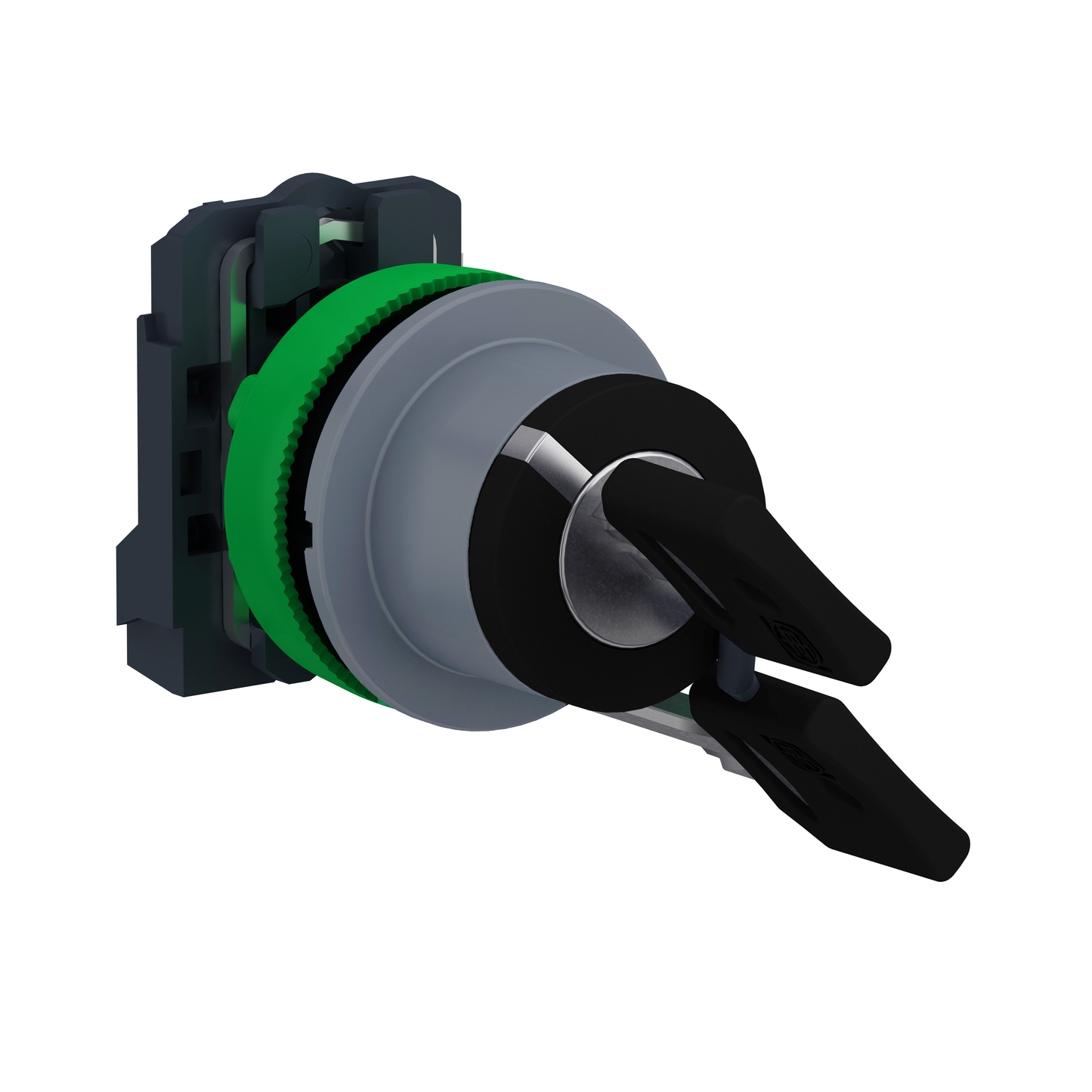 Schneider Electric-XB5FG61C0-Harmony XB5 - bouton tourn clé 455 - Ø22 - col flush grise - 2 pos - retr G - 1F