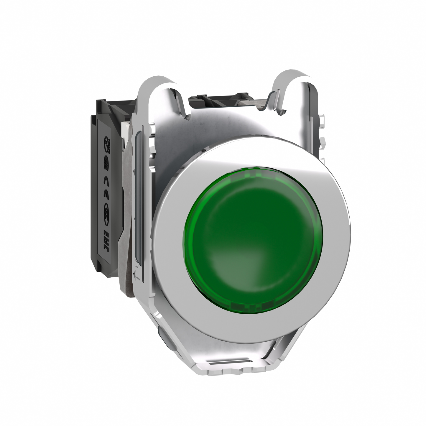 Schneider Electric-XB4FW33G5-Harmony XB4 - BP lumineux DEL - flush - vert - 1O+1F - 110V - vis étrier
