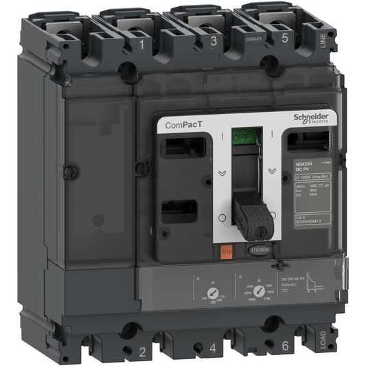 Schneider Electric-C10F4TM080D1-ComPacT NSX80 DC PV - Disjoncteur - TM-DC PV 80A - 4P4D - 10kA - montage fixe