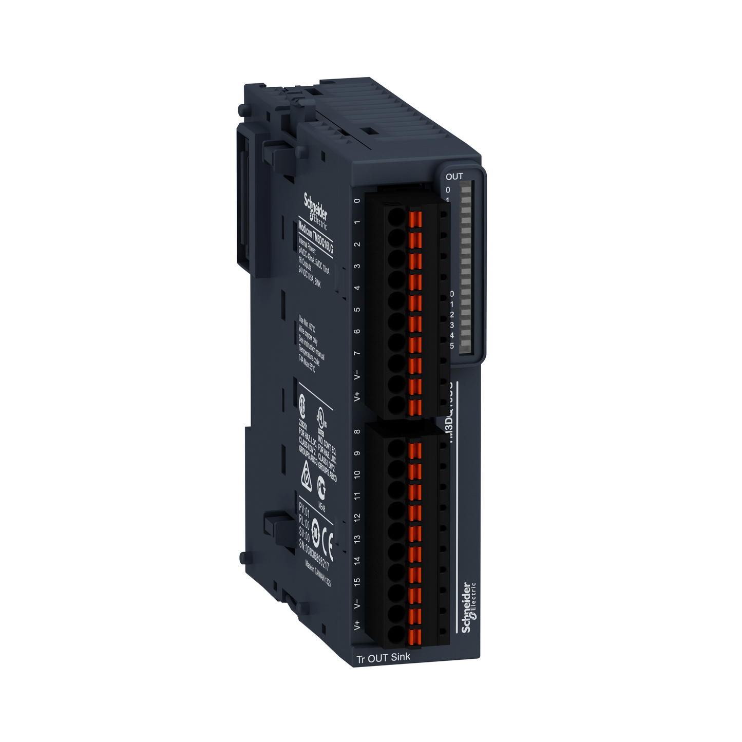 Schneider Electric-TM3DQ16UG-Modicon TM3, module 16 sorties TOR, NPN 0,5A, à ressort