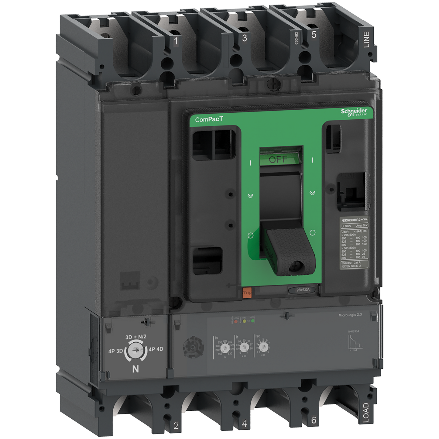 Schneider Electric-C40H42D400-ComPacT NSX400H - Disjoncteur - MicroLogic 2.3 400A - 4P4D - 70kA - fixe