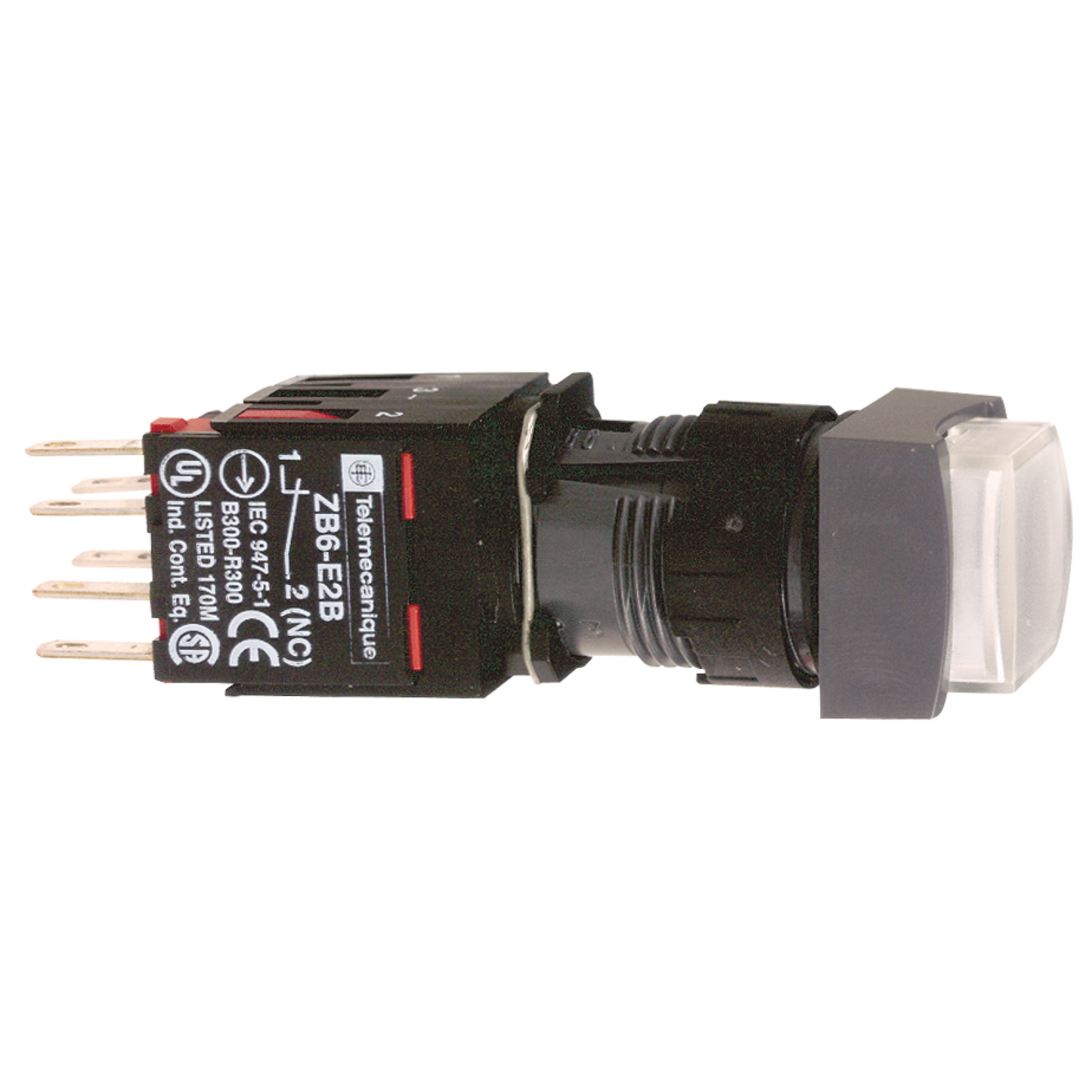 Schneider Electric-XB6CE1B5B-Harmony XB6 - bouton-pous. lum. - Ø16mm - à imp. dépassant - 24V - 1O+1F - blanc