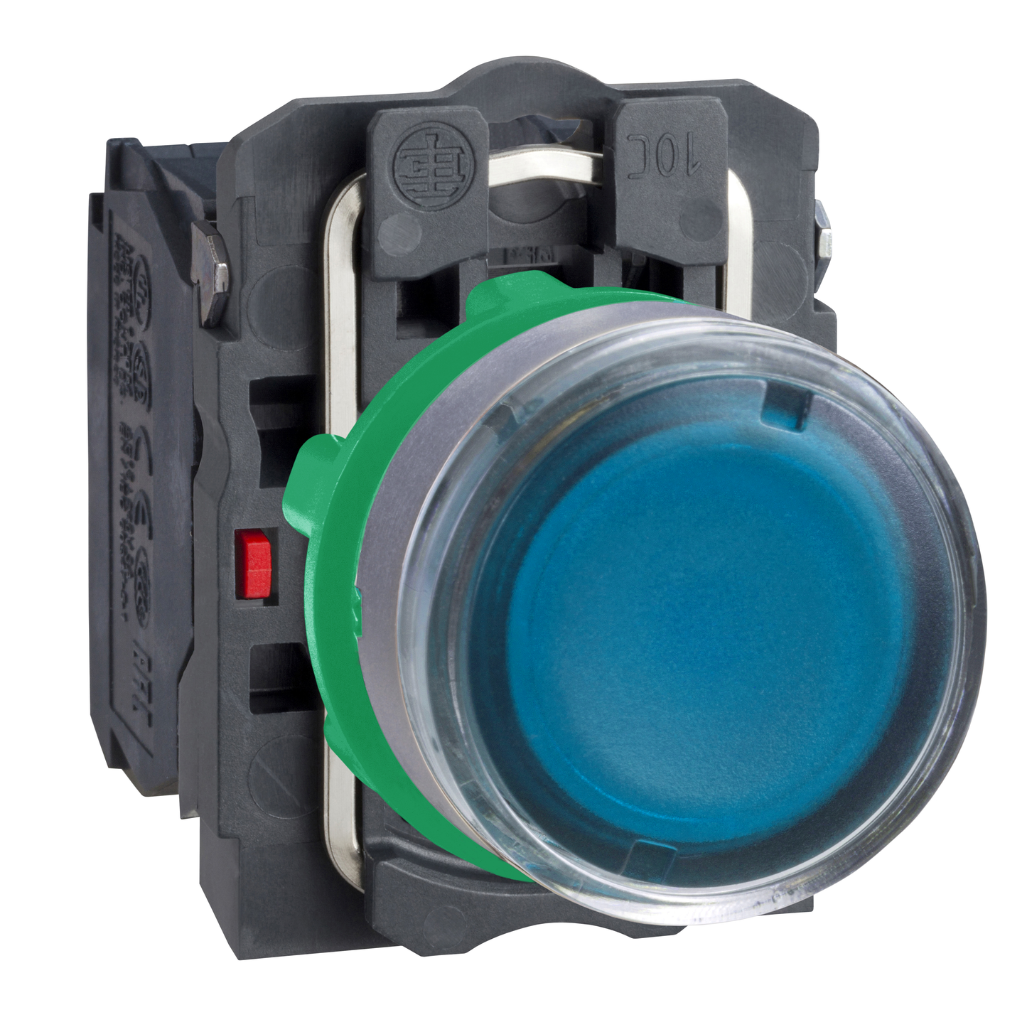 Schneider Electric-XB5AW36B5C0-Harmony XB5 - bouton poussoir lum - Ø22 - col grise - bleu - 1O+1F - 24V