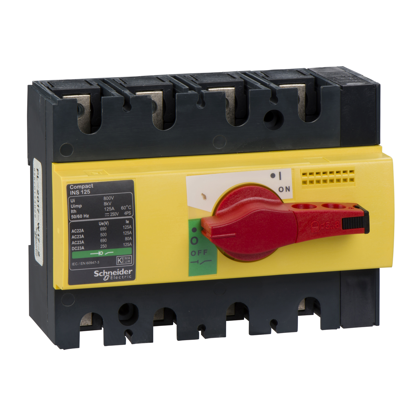 Schneider Electric-28927-ComPacT INS - Interrupteur sectionneur - INS125 4P 125A - poignée rouge