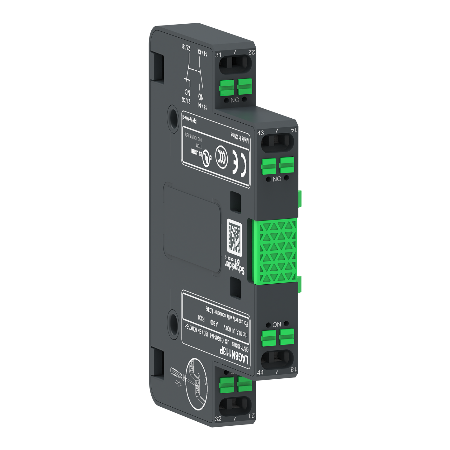 Schneider Electric-LAG8N113P-Contact auxiliaire 1NO+1NC Bornes à ressort R1/L1 TeSys G