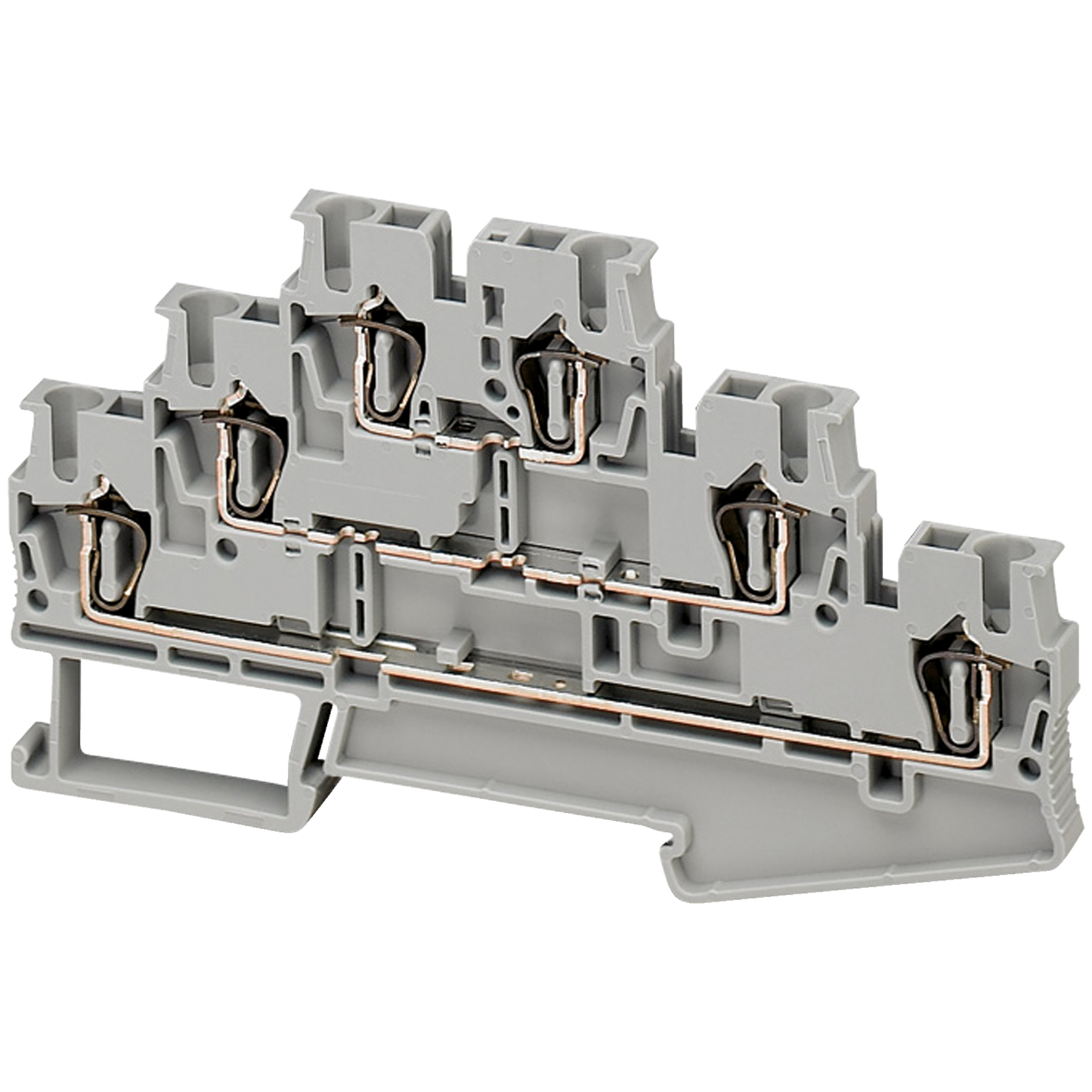 Schneider Electric-NSYTRR26T-Borne à ressort - 3 niveaux - passant - 6 points - 2,5mm² - gris