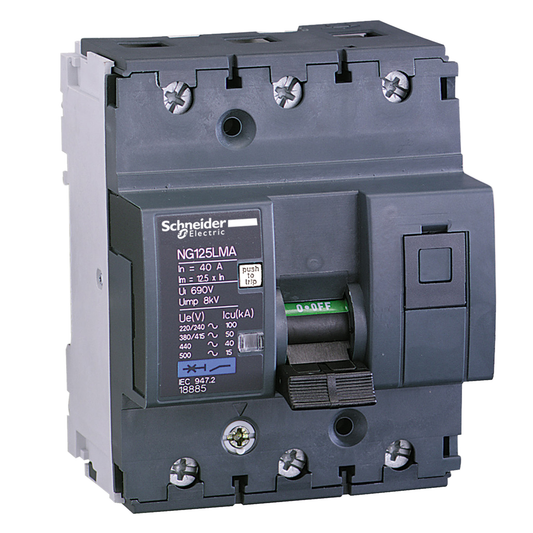 Schneider Electric-18885-Acti9 NG125LMA - Disjoncteur moteur - 40A - 3P 3d - déclencheur mag