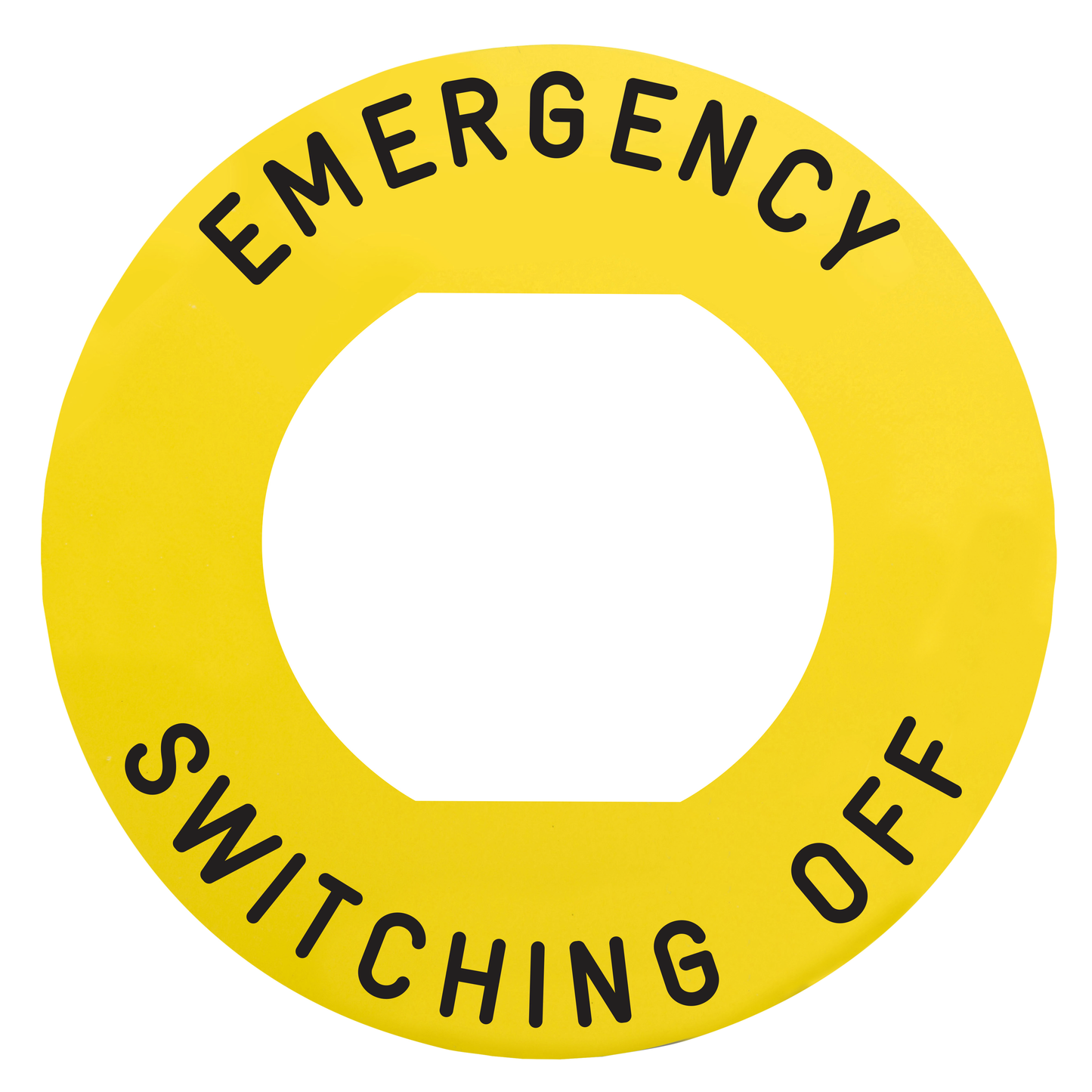 Schneider Electric-ZBY9360M-Harmony - étiqu plate - jaune - 'EMERGENCY SWITCHING OFF' - Ø60 - pour ZBZ1605