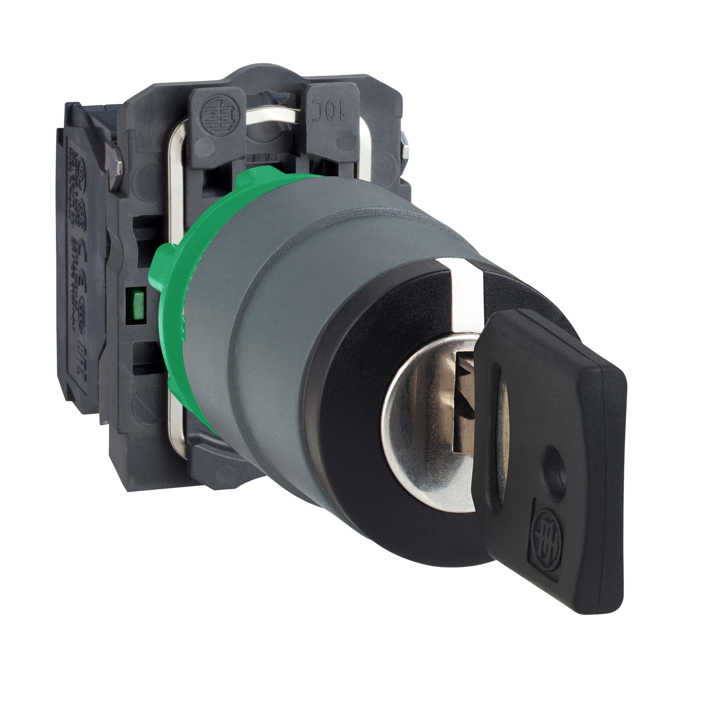 Schneider Electric-XB5AG03C0-Harmony XB5 - bouton tournant clé455 - Ø22 - col grise - 3 posit - retr GCD - 2F